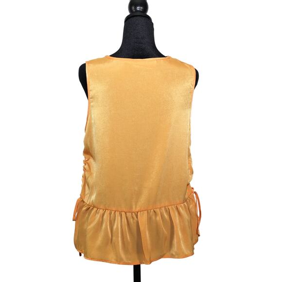 Mossimo Womens Sleeveless Ruffle Ruched Tank - Womens Medium - Orange Lily - NWT - Picture 2 of 5